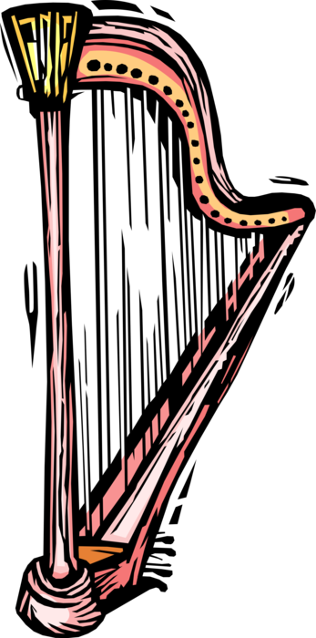 Vector Illustration of Harp Stringed Musical Instrument