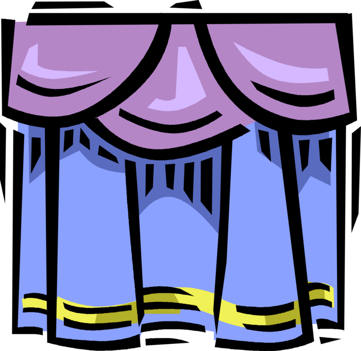 Vector Illustration of Theatre or Theater Curtains on Theatrical Stage