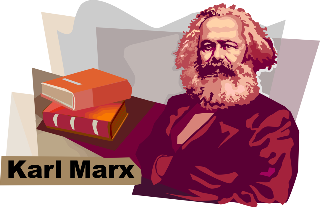 Vector Illustration of Karl Heinrich Marx, German Philosopher, Economist, Journalist, and Revolutionary Socialist