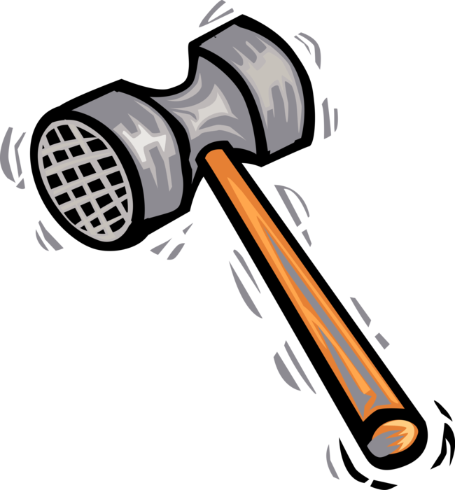 Vector Illustration of Mallet Hammer Hand Tool used to Drive Nails