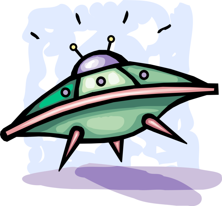 Vector Illustration of UFO Flying Saucer Outer Space Extraterrestrial Spaceship Unidentified Flying Object
