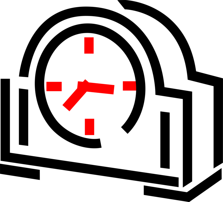 Vector Illustration of Mantle Clock Indicates, Keeps and Co-ordinates Time