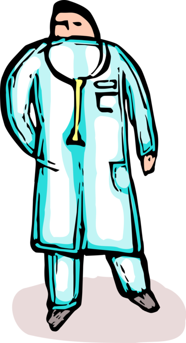 Vector Illustration of Health Care Professional Doctor Physician Provides Health Care Services to Patients