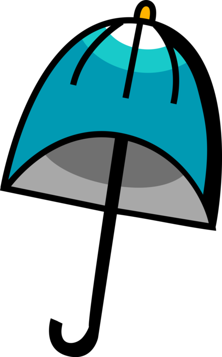 Vector Illustration of Umbrella or Parasol Provides Protection from Inclement Weather Rain or Bright Sunlight