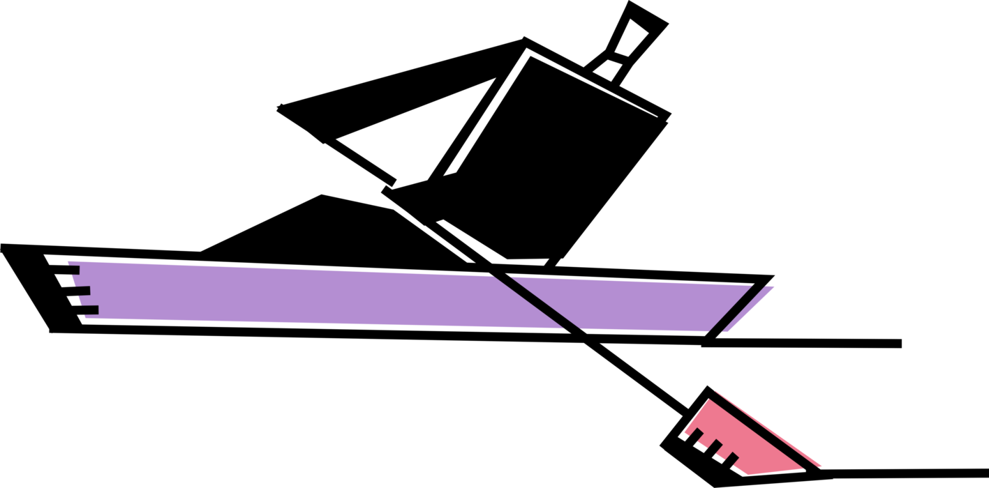 Vector Illustration of Rower with Oar Rows Rowboat or Row Boat on Water