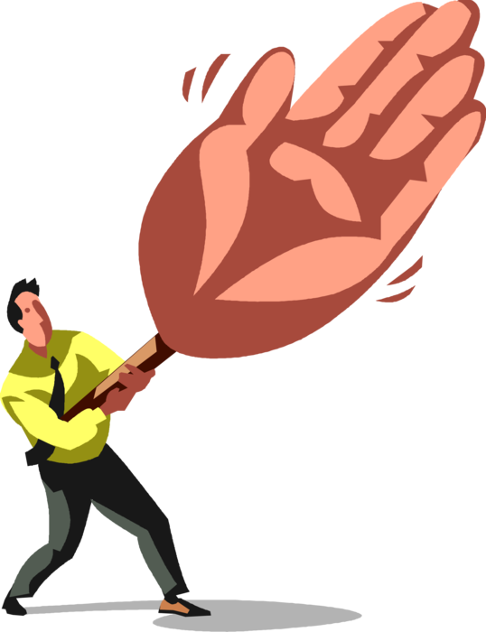 Vector Illustration of Gregarious Sociable Businessman Offers Large Hand for Introduction Handshake