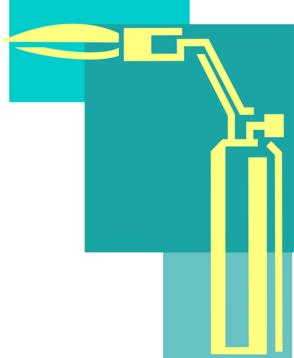 Vector Illustration of Blow Torch or Blowtorch Fuel Burning Tool Applies Flame and Heat in Metalworking