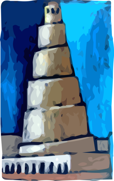 Vector Illustration of Spiral Islamic Minaret Malwiya Tower of Samarra, Iraq