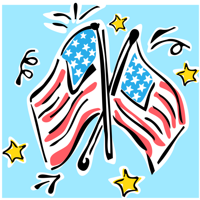 Vector Illustration of United States of America American Flags Celebrate 4th of July Independence Day