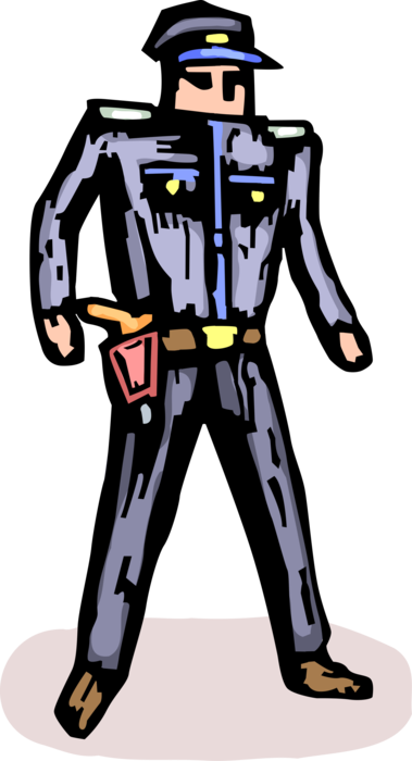 Vector Illustration of Law Enforcement Policeman Cop Police Officer Ready for Action and Duty