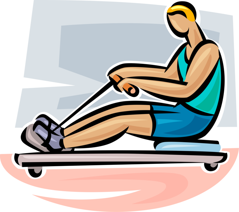 Vector Illustration of Physical Fitness Exercise Workout Equipment Rowing Machine