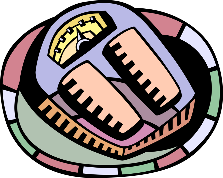 Vector Illustration of Bathroom Weigh Scale Force-Measuring Device for Weight Measurement