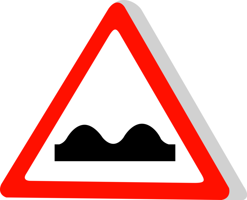 Vector Illustration of European Union EU Traffic Highway Road Sign, Uneven Road