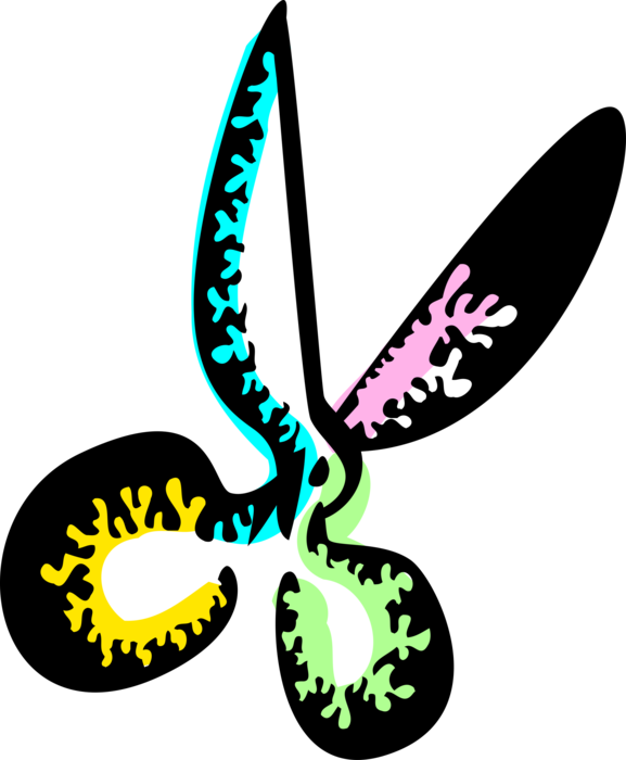 Vector Illustration of Scissors Hand-Operated Shearing Tools