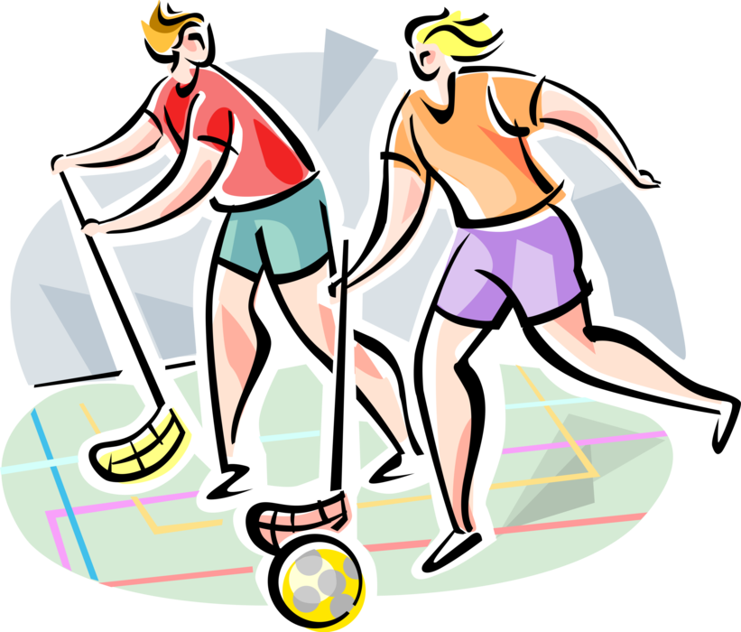 Vector Illustration of Innebandy Floorball Floor Hockey Players