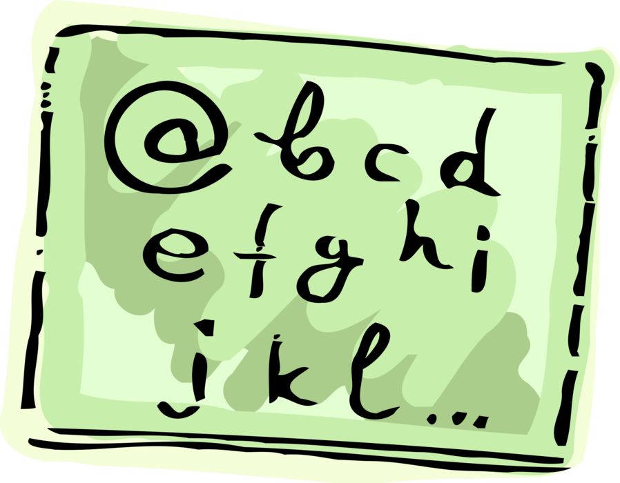 Vector Illustration of Email @ Symbol with Alphabet Letters