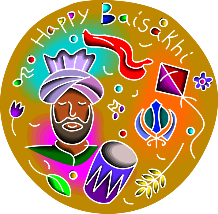 Vector Illustration of Happy Baisakhi, Vaishakhi Harvest Festival of Punjab Region of South Asia