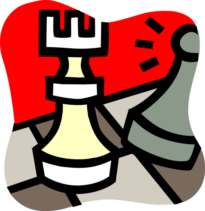 Vector Illustration of Strategy Board Game of Chess with King and Pawn on Chessboard