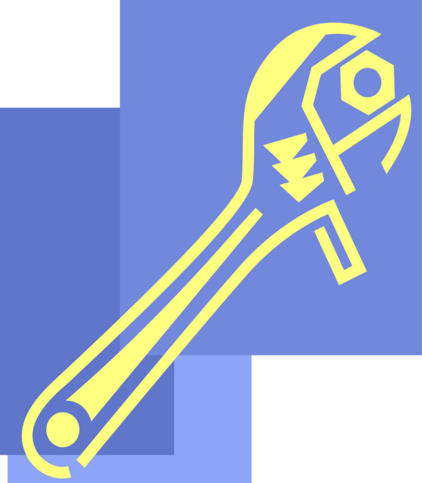 Vector Illustration of Adjustable Wrench or Spanner Tool with Adjustable "Jaw" Width