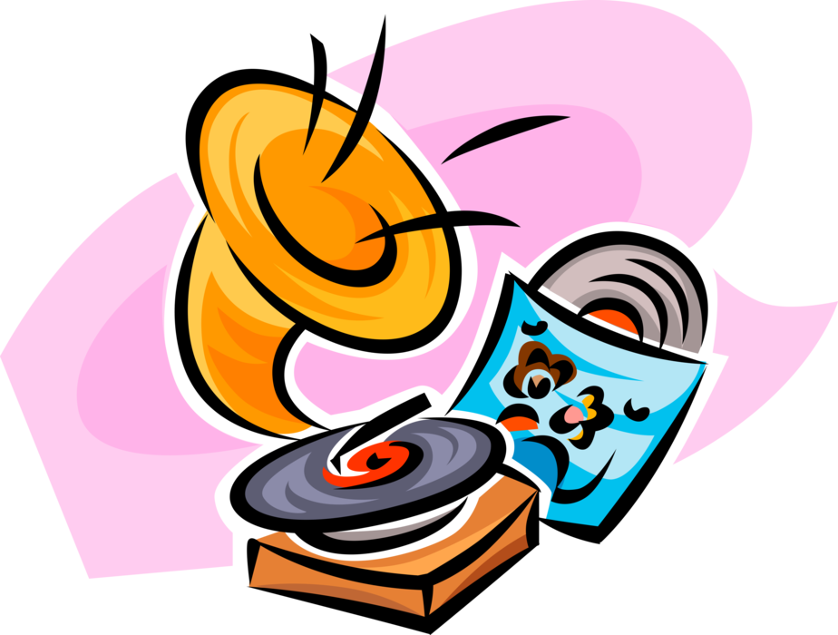 Vector Illustration of Gramophone Phonograph Record Player