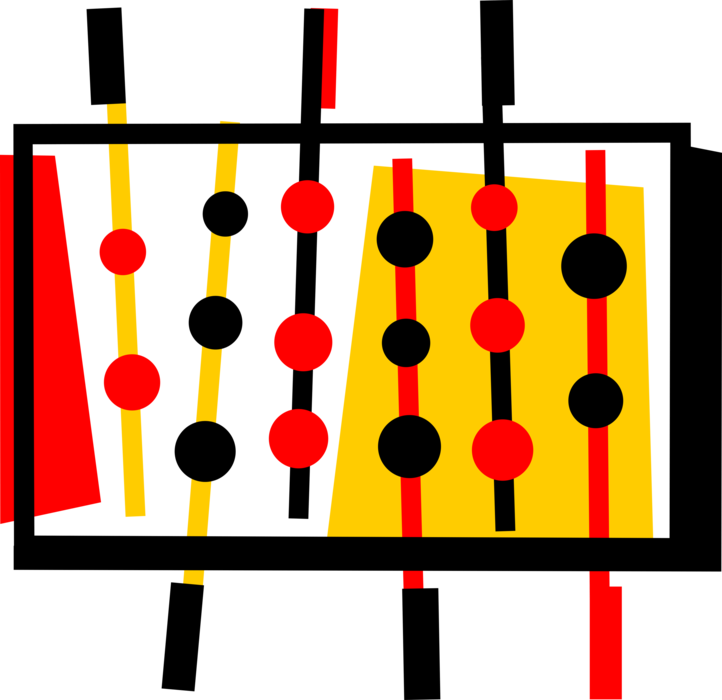 Vector Illustration of Fuzball Foosball Table Football or Soccer Arcade Game Played for Fun in Pubs, Bars, Workplaces, Schools