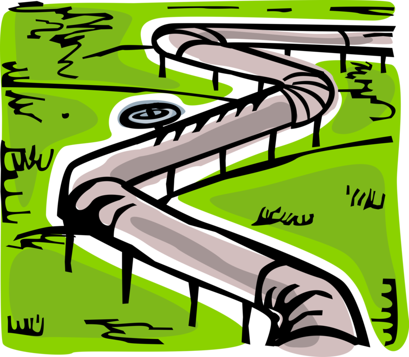 Vector Illustration of Petroleum Fossil Fuel Energy Industry Crude Oil Distribution Pipeline