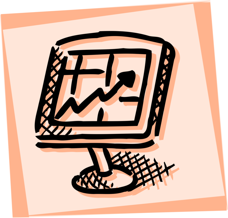 Vector Illustration of Personal Computer Flat Screen Monitor Display