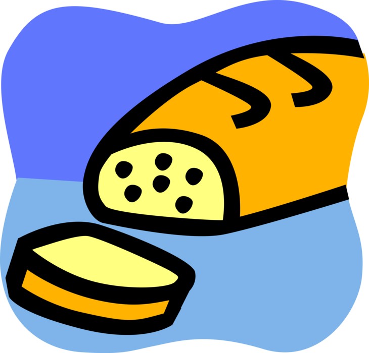 Vector Illustration of Staple Food Baked Bread Loaf Prepared from Flour and Water Dough