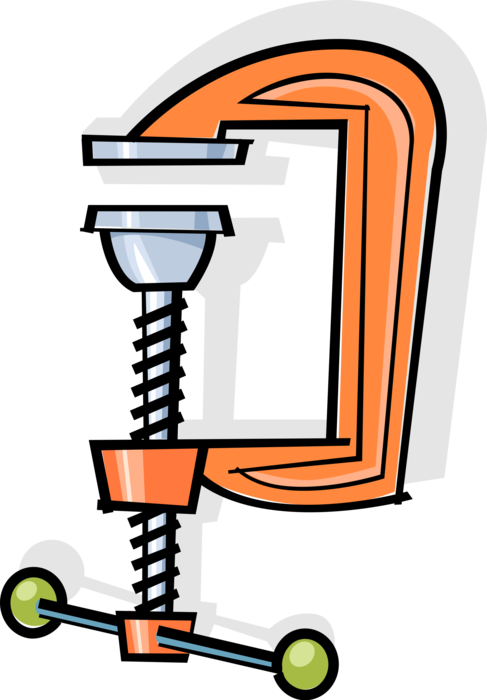 Vector Illustration of C-Clamp or G-Clamp Carpentry Clamp Holds Wood or Metal