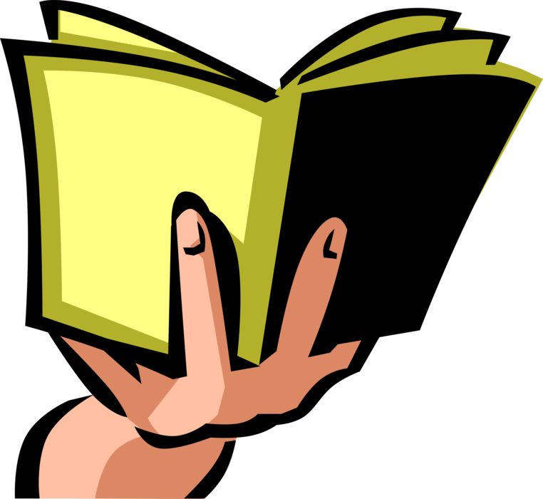 Vector Illustration of Hand Holds Books as Printed Works of Literature that can be Borrowed from Library