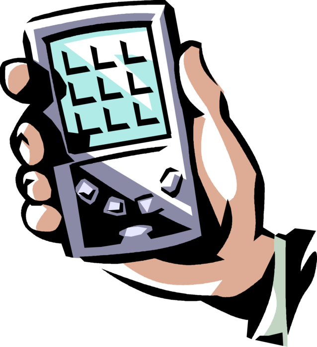 Vector Illustration of Personal Digital Assistant Hand-Held Computing Device