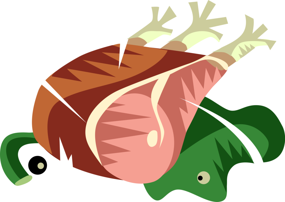 Vector Illustration of Rack of Lamb Roast Meat Dinner Served on Platter