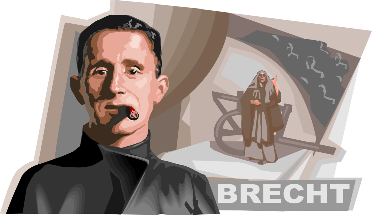 Vector Illustration of Bertolt Brecht, German Dramatist, Poet, Playwright, and Theatre Director