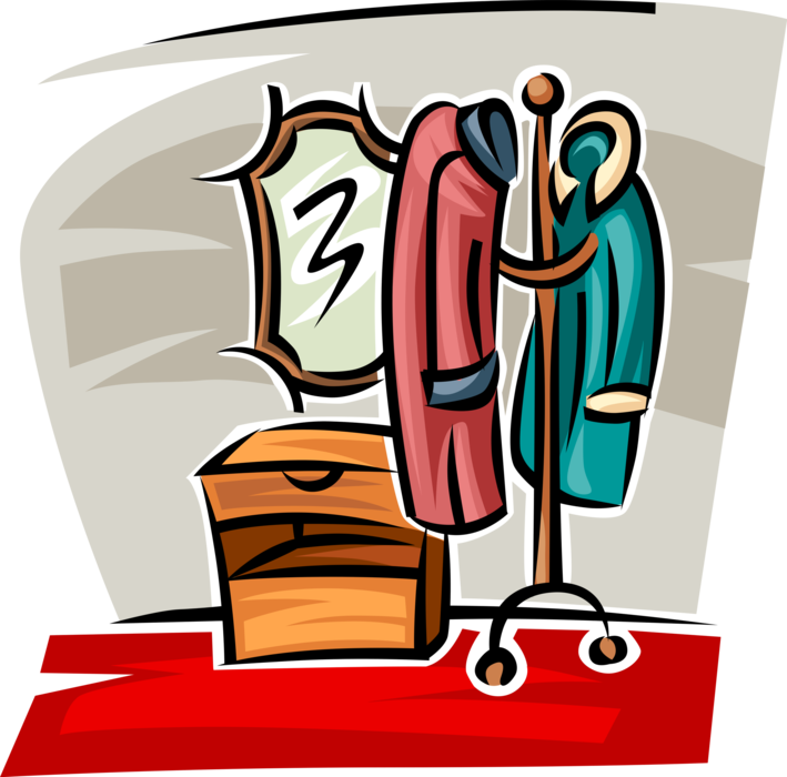 Vector Illustration of Coat Rack in Home Hallway