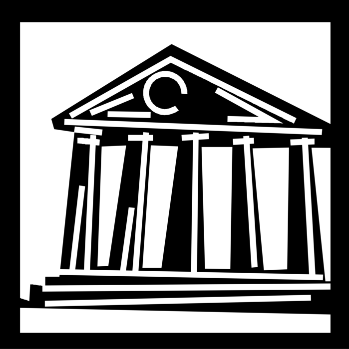 Vector Illustration of Financial Banking Institution Bank with Classical Greek Temple Columns