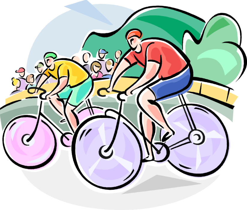 Vector Illustration of Bicycle Bike Race Cyclists Racing in Competition