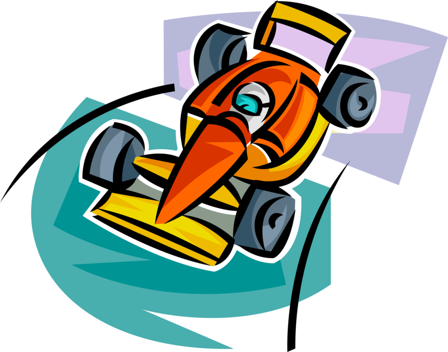 Vector Illustration of Formula One Motorsports Race Car Racing in Automobile Motor Vehicle Race