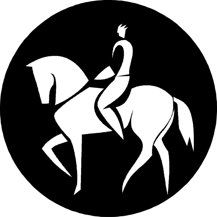 Vector Illustration of Equestrian Jockey Rides Race Horse at Horse Track