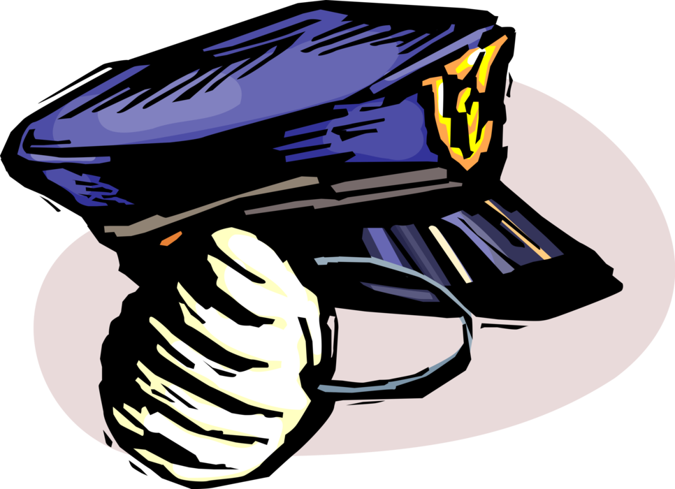 Vector Illustration of Law Enforcement Police Officer Cap and Respirator Mask Protects from Inhaling Harmful Dust, Fumes