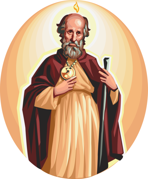 Vector Illustration of The Apostle Saint Jude Thaddeus, "The Miraculous Saint," Patron Saint of Lost Causes