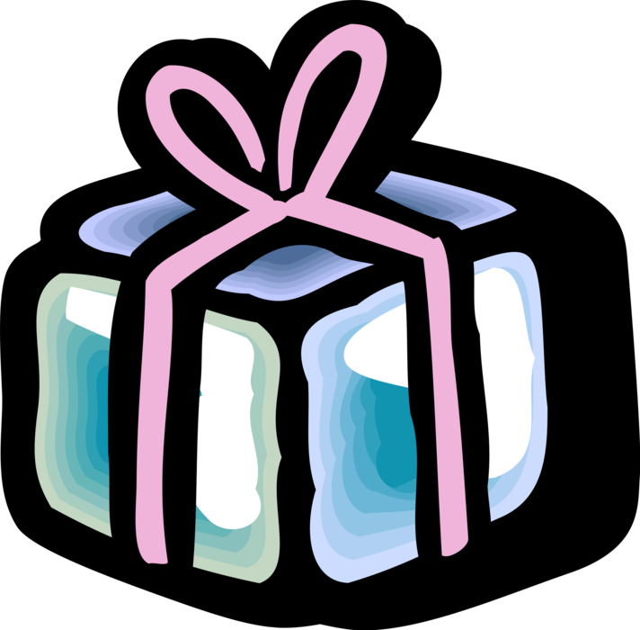 Vector Illustration of Gift Wrapped Birthday, Anniversary, or Christmas Present with Ribbon and Bow