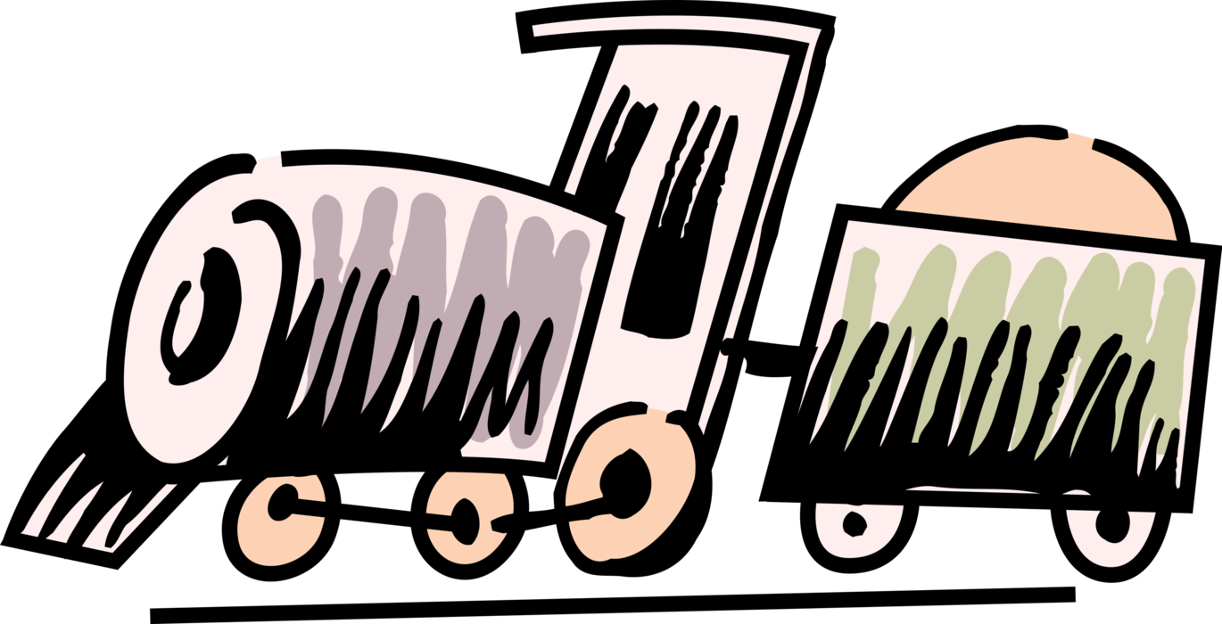 Vector Illustration of Railroad Rail Transport Speeding Locomotive Railway Train Steam Engine