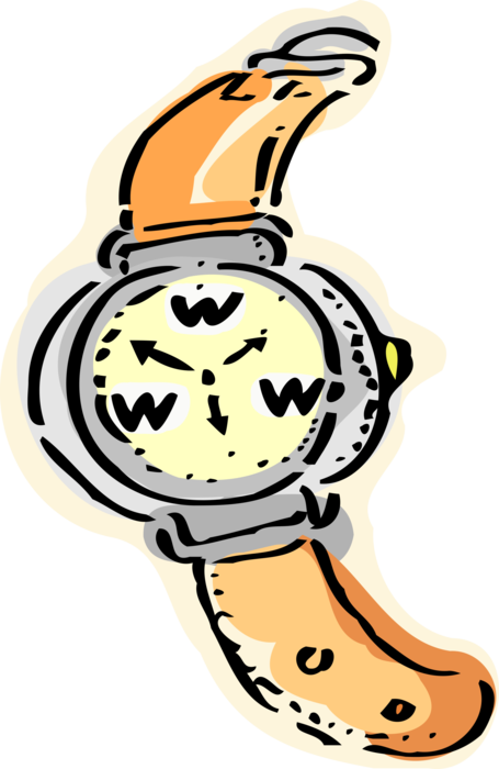 Vector Illustration of Wristwatch Timepiece Watch Accesses Online World Wide Web Internet