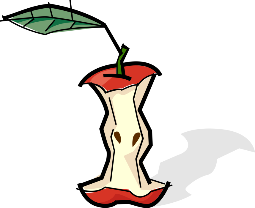 Vector Illustration of Eaten Fruit Apple Core