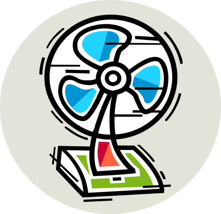 Vector Illustration of Household Electric Fan Provides Air Circulation