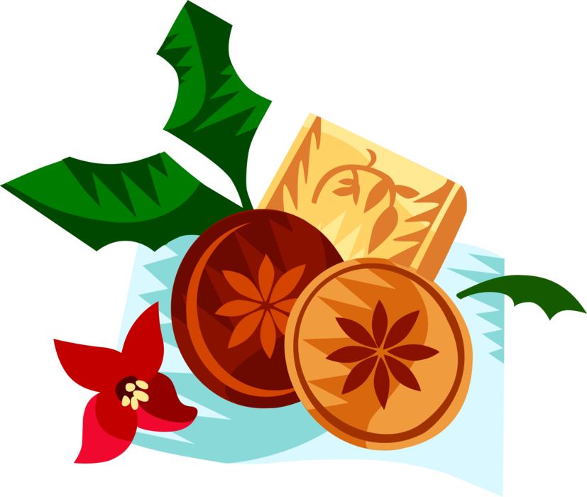 Vector Illustration of German Traditional Christmas Baking Springerle Cookies