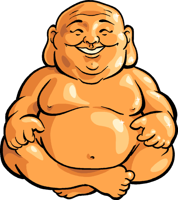 Vector Illustration of Smiling Buddha "The Awakened One" Ascetic and Sage Founded Buddhism 