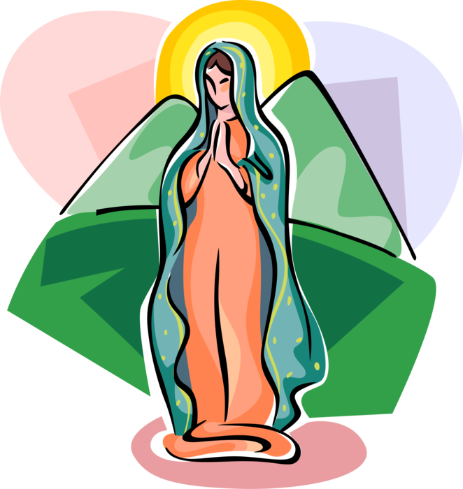 Vector Illustration of Roman Catholic Blessed Virgin Mary, Our Lady of Guadalupe, Mexico