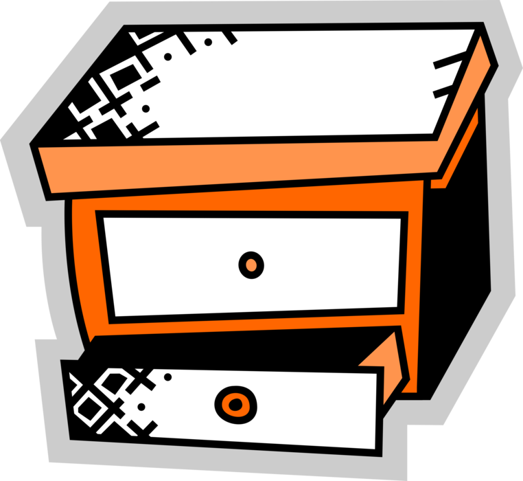 Vector Illustration of Dresser Bureau Drawers for Storing Personal Clothing Items