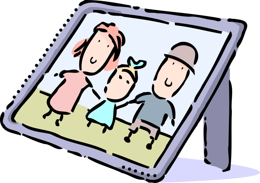 Vector Illustration of Family Photograph Portrait in Display Frame